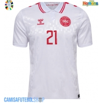 Camisa de time de futebol Dinamarca Morten Hjulmand #21 Replicas 2º Equipamento Europeu 2024 Manga Curta